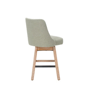 English Elm 360° Swivel Boucle Counter Stools Set of 2 Mid-Century Wood Legs Kitchen Island Green W3523P516811