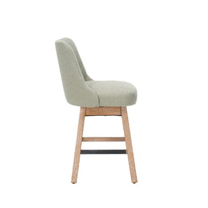 English Elm 360° Swivel Boucle Counter Stools Set of 2 Mid-Century Wood Legs Kitchen Island Green W3523P516811