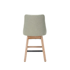 English Elm 360° Swivel Boucle Counter Stools Set of 2 Mid-Century Wood Legs Kitchen Island Green W3523P516811