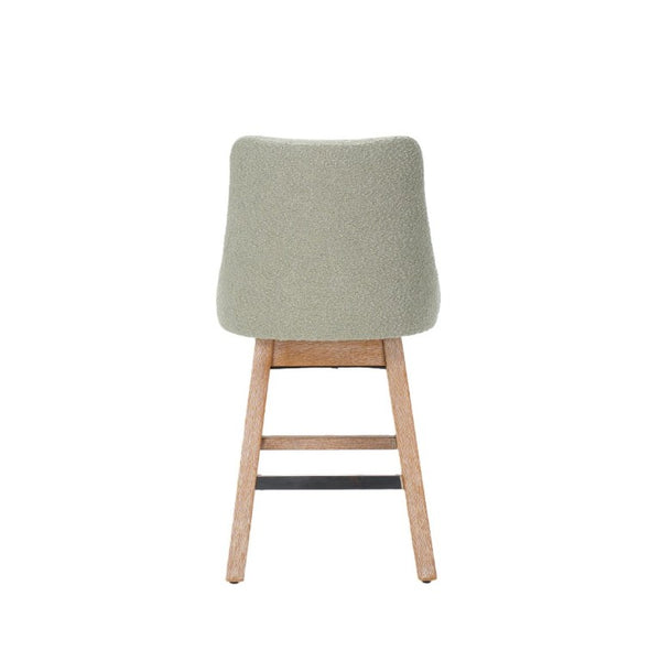 English Elm 360° Swivel Boucle Counter Stools Set of 2 Mid-Century Wood Legs Kitchen Island Green W3523P516811