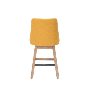 English Elm 360° Swivel Boucle Counter Stools Set of 2 Mid-Century Wood Legs Kitchen Island Yellow W3523P516812