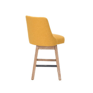 English Elm 360° Swivel Boucle Counter Stools Set of 2 Mid-Century Wood Legs Kitchen Island Yellow W3523P516812
