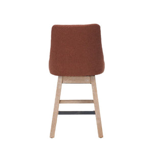 English Elm 360° Swivel Boucle Counter Stools Set of 2 Mid-Century Wood Legs Kitchen Island Burgundy W3523P516813
