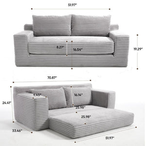 English Elm Loveseat Corduroy Sofa Bed with Memory Foam Cushions Ready to Use in Any Room W3561P324165