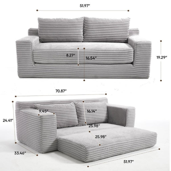 English Elm Loveseat Corduroy Sofa Bed with Memory Foam Cushions Ready to Use in Any Room W3561P324165