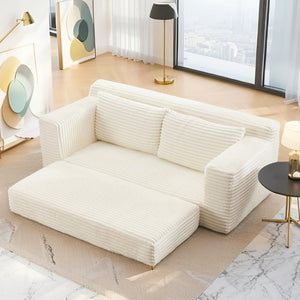 English Elm Loveseat Convertible Corduroy Sofa Bed with Memory Foam for Apartments and Small Spaces W3561P324171