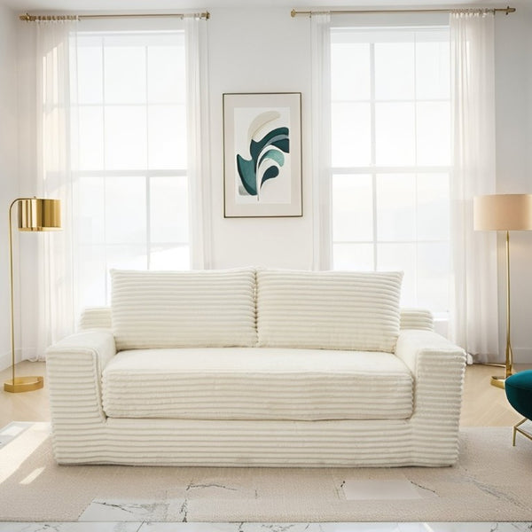 English Elm Loveseat Convertible Corduroy Sofa Bed with Memory Foam for Apartments and Small Spaces W3561P324171