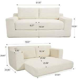 English Elm Loveseat Convertible Corduroy Sofa Bed with Memory Foam for Apartments and Small Spaces W3561P324171