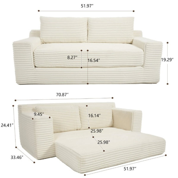 English Elm Loveseat Convertible Corduroy Sofa Bed with Memory Foam for Apartments and Small Spaces W3561P324171