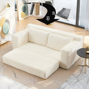 English Elm Loveseat Convertible Corduroy Sofa Bed with Memory Foam for Apartments and Small Spaces W3561P324171