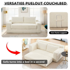 English Elm Loveseat Convertible Corduroy Sofa Bed with Memory Foam for Apartments and Small Spaces W3561P324171