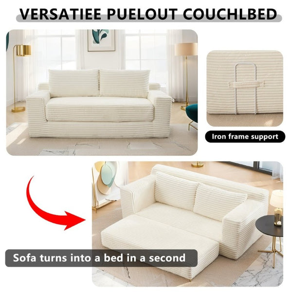 English Elm Loveseat Convertible Corduroy Sofa Bed with Memory Foam for Apartments and Small Spaces W3561P324171