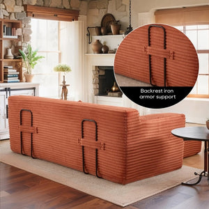 English Elm Memory Foam Convertible Loveseat Corduroy Upholstered Sleeper for Studio Apartments Orange W3561P417863