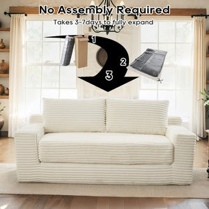 English Elm Memory Foam Convertible Loveseat Corduroy Upholstered Sleeper for Studio Apartments Beige W3561P417885