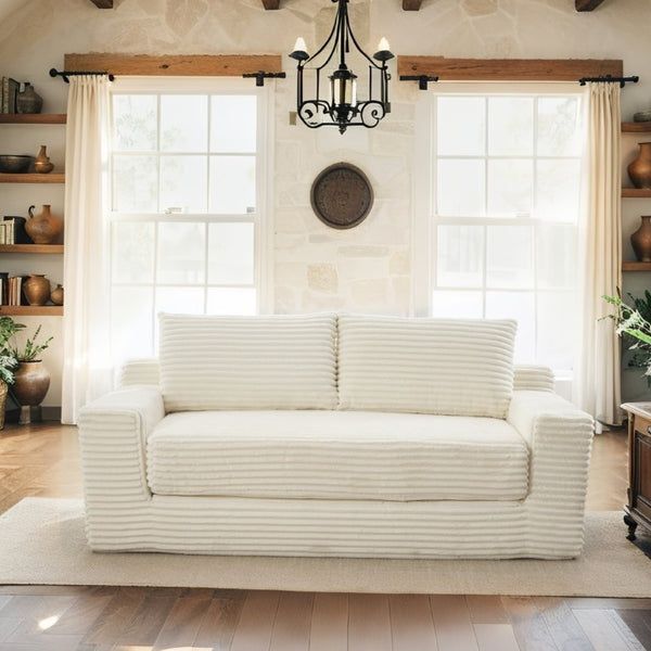 English Elm Memory Foam Convertible Loveseat Corduroy Upholstered Sleeper for Studio Apartments Beige W3561P417885