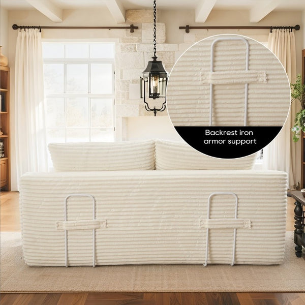 English Elm Memory Foam Convertible Loveseat Corduroy Upholstered Sleeper for Studio Apartments Beige W3561P417885