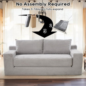 English Elm Memory Foam Convertible Loveseat Corduroy Upholstered Sleeper for Studio Apartments Grey W3561P417887