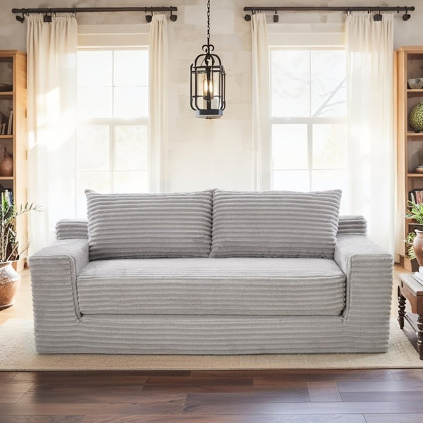 English Elm Memory Foam Convertible Loveseat Corduroy Upholstered Sleeper for Studio Apartments Grey W3561P417887