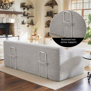 English Elm Memory Foam Convertible Loveseat Corduroy Upholstered Sleeper for Studio Apartments Grey W3561P417887