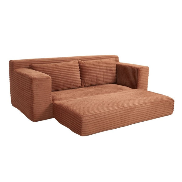 English Elm 56Memory Foam Loveseat Corduroy Convertible Sleeper Compact Couch for Small Spaces Orange W3561P417944