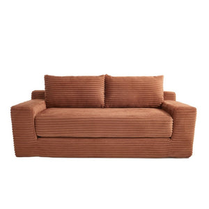 English Elm 56Memory Foam Loveseat Corduroy Convertible Sleeper Compact Couch for Small Spaces Orange W3561P417944