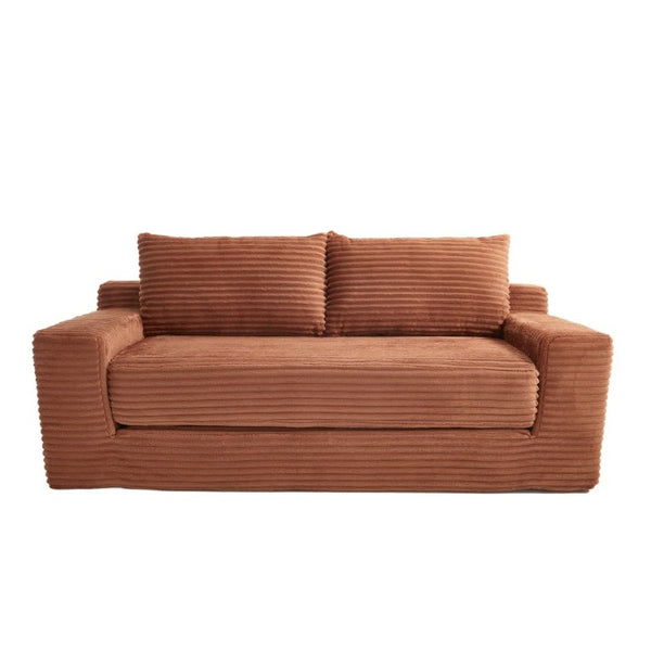 English Elm 56Memory Foam Loveseat Corduroy Convertible Sleeper Compact Couch for Small Spaces Orange W3561P417944