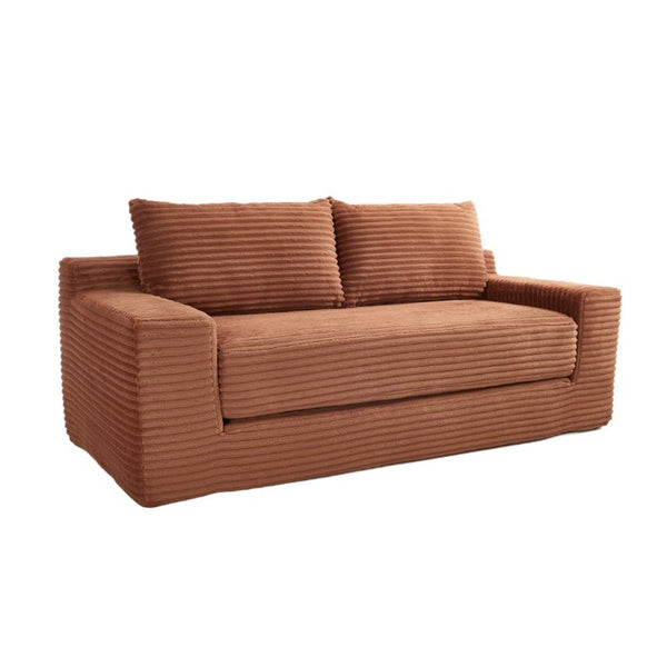 English Elm 56Memory Foam Loveseat Corduroy Convertible Sleeper Compact Couch for Small Spaces Orange W3561P417944
