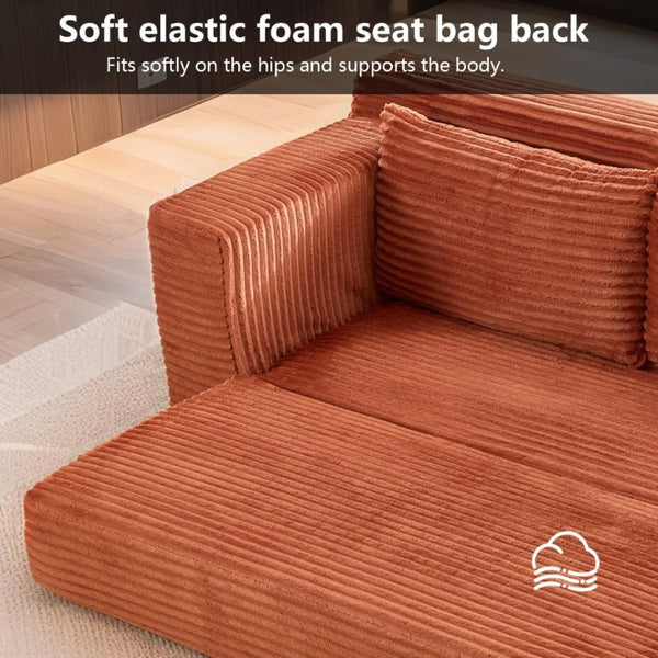 English Elm 56Memory Foam Loveseat Corduroy Convertible Sleeper Compact Couch for Small Spaces Orange W3561P417944