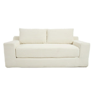 English Elm 56Memory Foam Loveseat Corduroy Convertible Sleeper Compact Couch for Small Spaces Beige W3561P417945