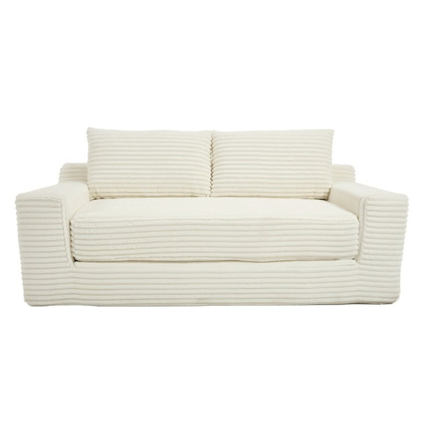 English Elm 56Memory Foam Loveseat Corduroy Convertible Sleeper Compact Couch for Small Spaces Beige W3561P417945
