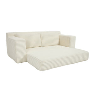 English Elm 56Memory Foam Loveseat Corduroy Convertible Sleeper Compact Couch for Small Spaces Beige W3561P417945