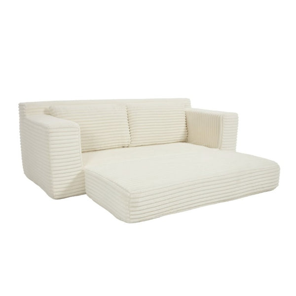 English Elm 56Memory Foam Loveseat Corduroy Convertible Sleeper Compact Couch for Small Spaces Beige W3561P417945