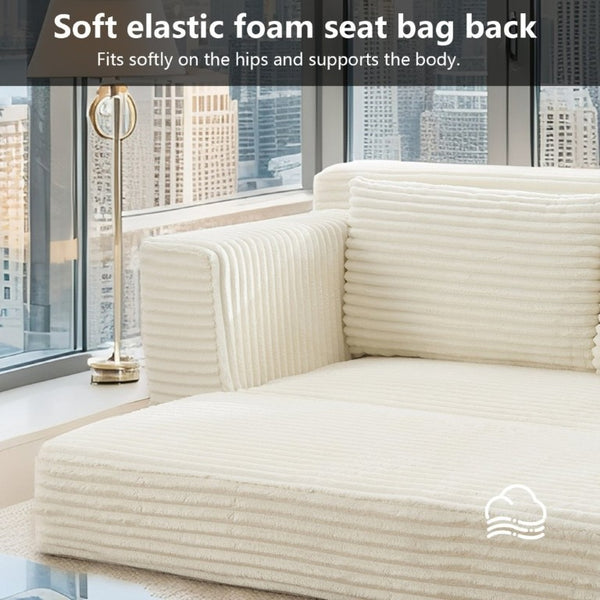 English Elm 56Memory Foam Loveseat Corduroy Convertible Sleeper Compact Couch for Small Spaces Beige W3561P417945
