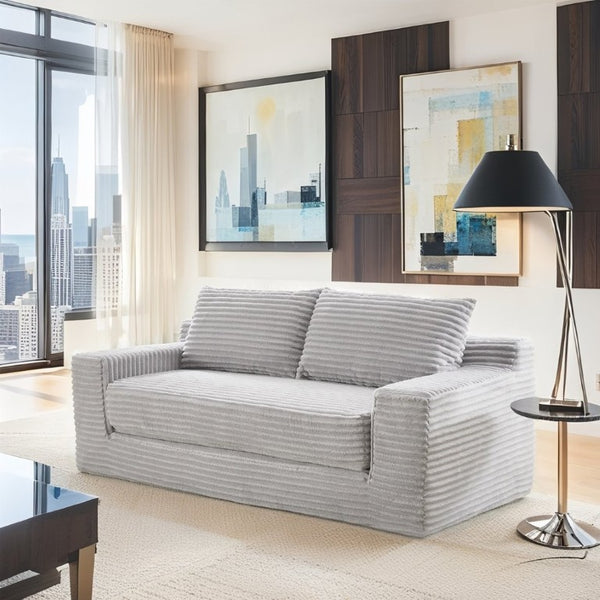English Elm 56Memory Foam Loveseat Corduroy Convertible Sleeper Compact Couch for Small Spaces Grey W3561P417962
