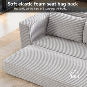 English Elm 56Memory Foam Loveseat Corduroy Convertible Sleeper Compact Couch for Small Spaces Grey W3561P417962