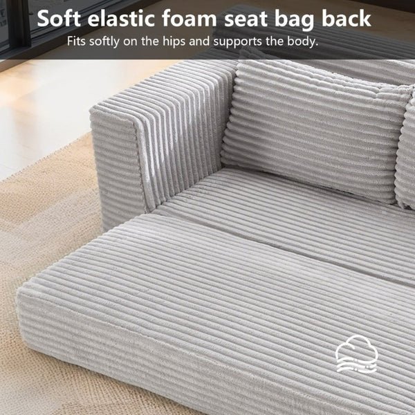 English Elm 56Memory Foam Loveseat Corduroy Convertible Sleeper Compact Couch for Small Spaces Grey W3561P417962