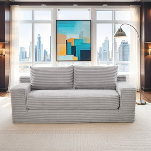 English Elm 56Memory Foam Loveseat Corduroy Convertible Sleeper Compact Couch for Small Spaces Grey W3561P417962