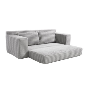 English Elm 56Memory Foam Loveseat Corduroy Convertible Sleeper Compact Couch for Small Spaces Grey W3561P417962