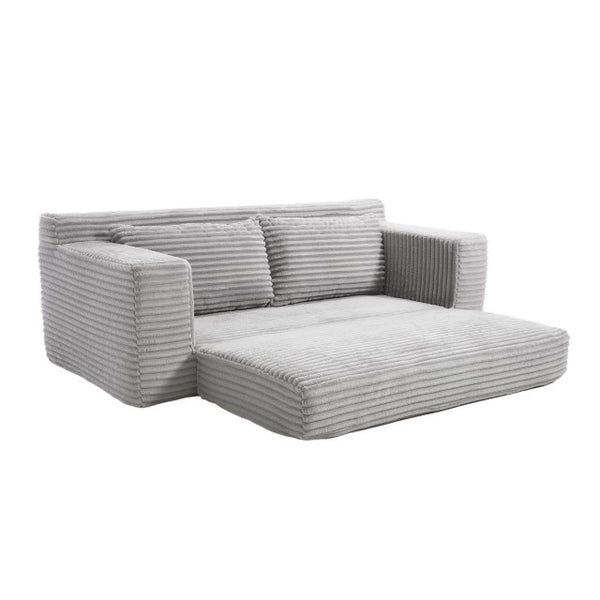 English Elm 56Memory Foam Loveseat Corduroy Convertible Sleeper Compact Couch for Small Spaces Grey W3561P417962