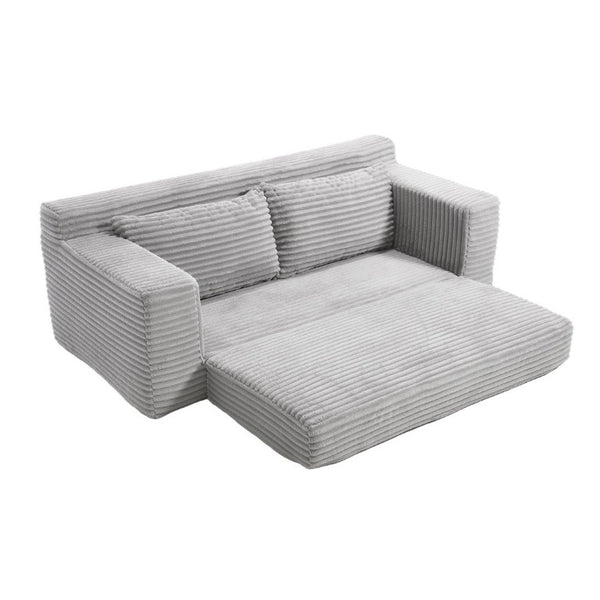 English Elm 56Memory Foam Loveseat Corduroy Convertible Sleeper Compact Couch for Small Spaces Grey W3561P417962