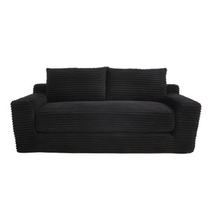 English Elm 56Memory Foam Loveseat Corduroy Convertible Sleeper Compact Couch for Small Spaces Black W3561P417964