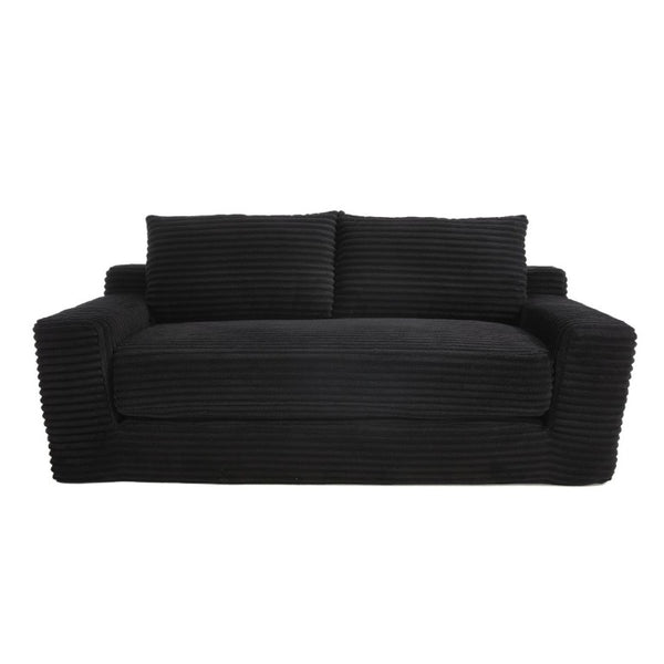 English Elm 56Memory Foam Loveseat Corduroy Convertible Sleeper Compact Couch for Small Spaces Black W3561P417964