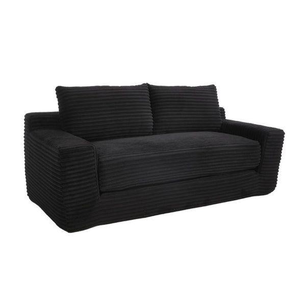 English Elm 56Memory Foam Loveseat Corduroy Convertible Sleeper Compact Couch for Small Spaces Black W3561P417964