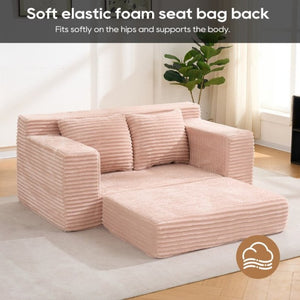 English Elm 56Memory Foam Loveseat Corduroy Convertible Sleeper Compact Couch for Small Spaces Pink W3561P506691