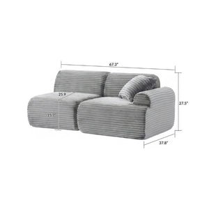 English Elm T-983-Lsm-Grey Modular Corduroy Sofa Converts to Bed Recliner or Sectional for Small Spaces W3565P410051