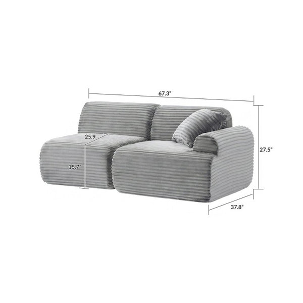 English Elm T-983-Lsm-Grey Modular Corduroy Sofa Converts to Bed Recliner or Sectional for Small Spaces W3565P410051