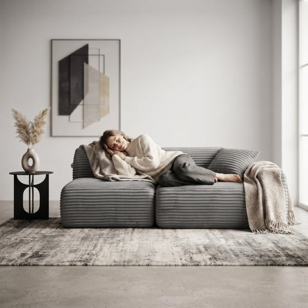 English Elm T-983-Lsm-Grey Modular Corduroy Sofa Converts to Bed Recliner or Sectional for Small Spaces W3565P410051