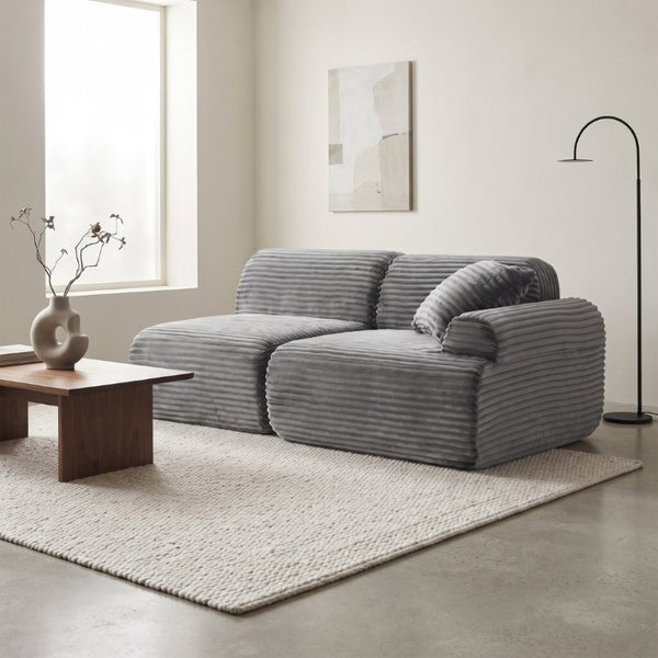 English Elm T-983-Lsm-Grey Modular Corduroy Sofa Converts to Bed Recliner or Sectional for Small Spaces W3565P410051