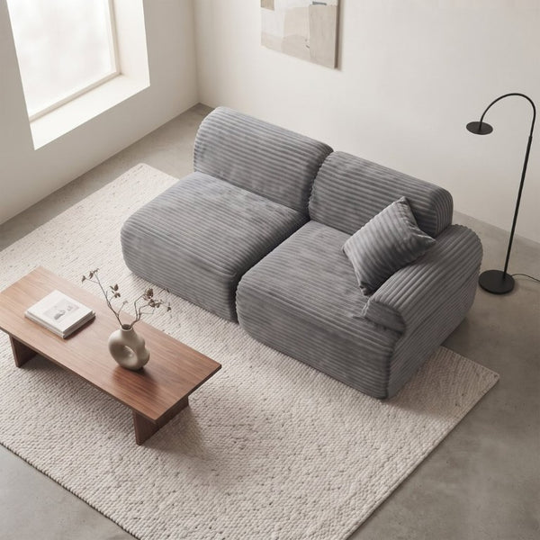 English Elm T-983-Lsm-Grey Modular Corduroy Sofa Converts to Bed Recliner or Sectional for Small Spaces W3565P410051