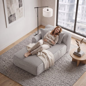 English Elm T-983-Rc-Grey Modular Sectional Woven Fabric Sofa with Cold Cure Foam for Living Rooms W3565P410054